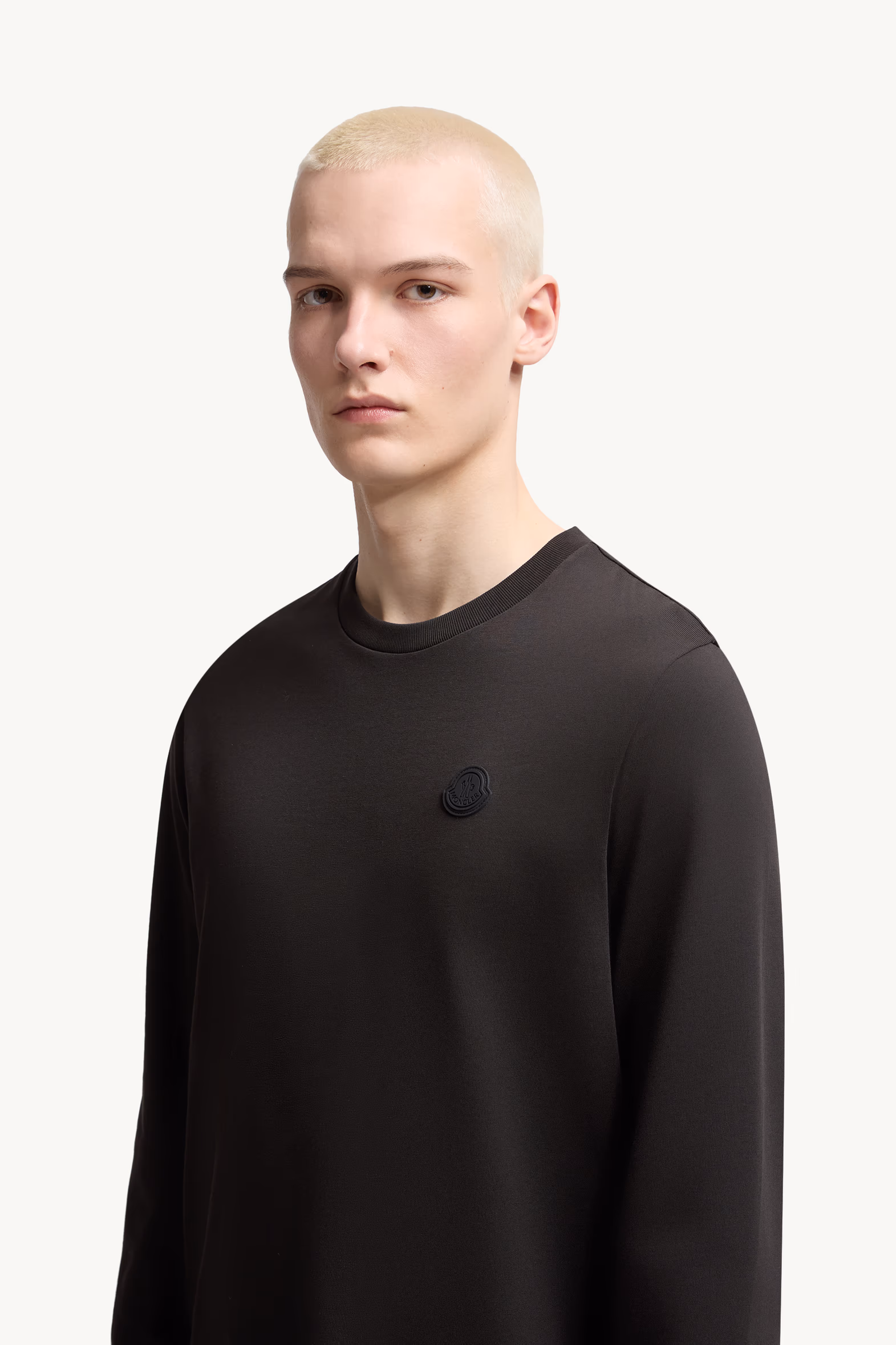 Graphic Logo Long Sleeve Cotton T-Shirt Men Black Moncler 4